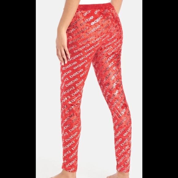 15-🔥🔥NWT BEBE lounge pants BEBE foil logo printed lounge pants. Lg - Picture 2 of 4